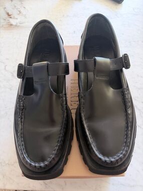 Hereu Alber Black Tread Sole T-bar Loafer